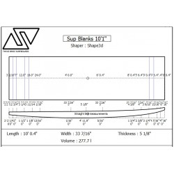 EPS SUP Blanks 10'1'' x 33 1/2'' x 5 1/8'' Stringerless