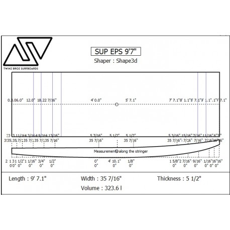 EPS SUP Blanks 9'7'' x 35 7/16'' x 5 1/2'' Stringerless