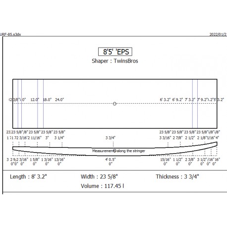 EPS Blanks 8'5'' x 23 5/8'' x 3 3/4'' 